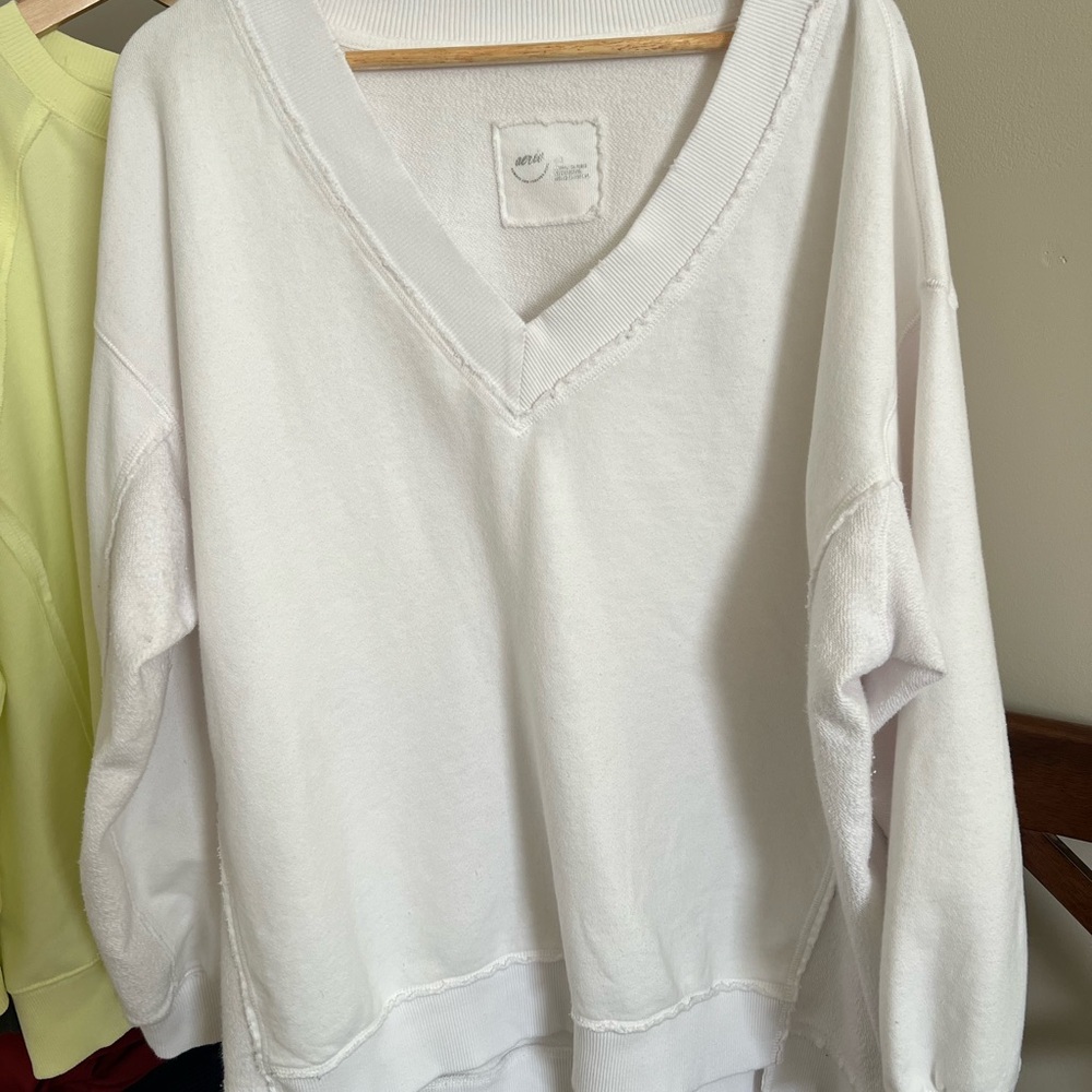 Aerie White V-Neck sweatshirt